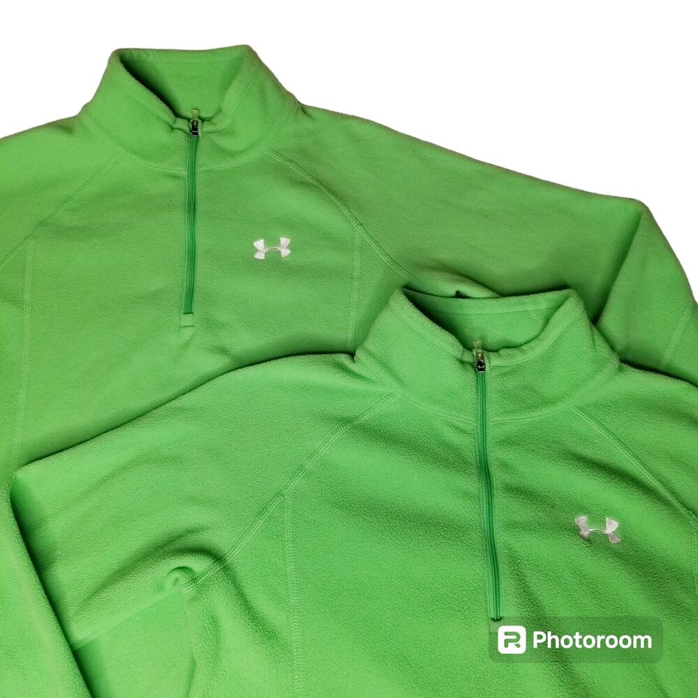 2 Under Armour Women's Small Fleece 1/4 Zip Pullover Sweatshirt Lime Green